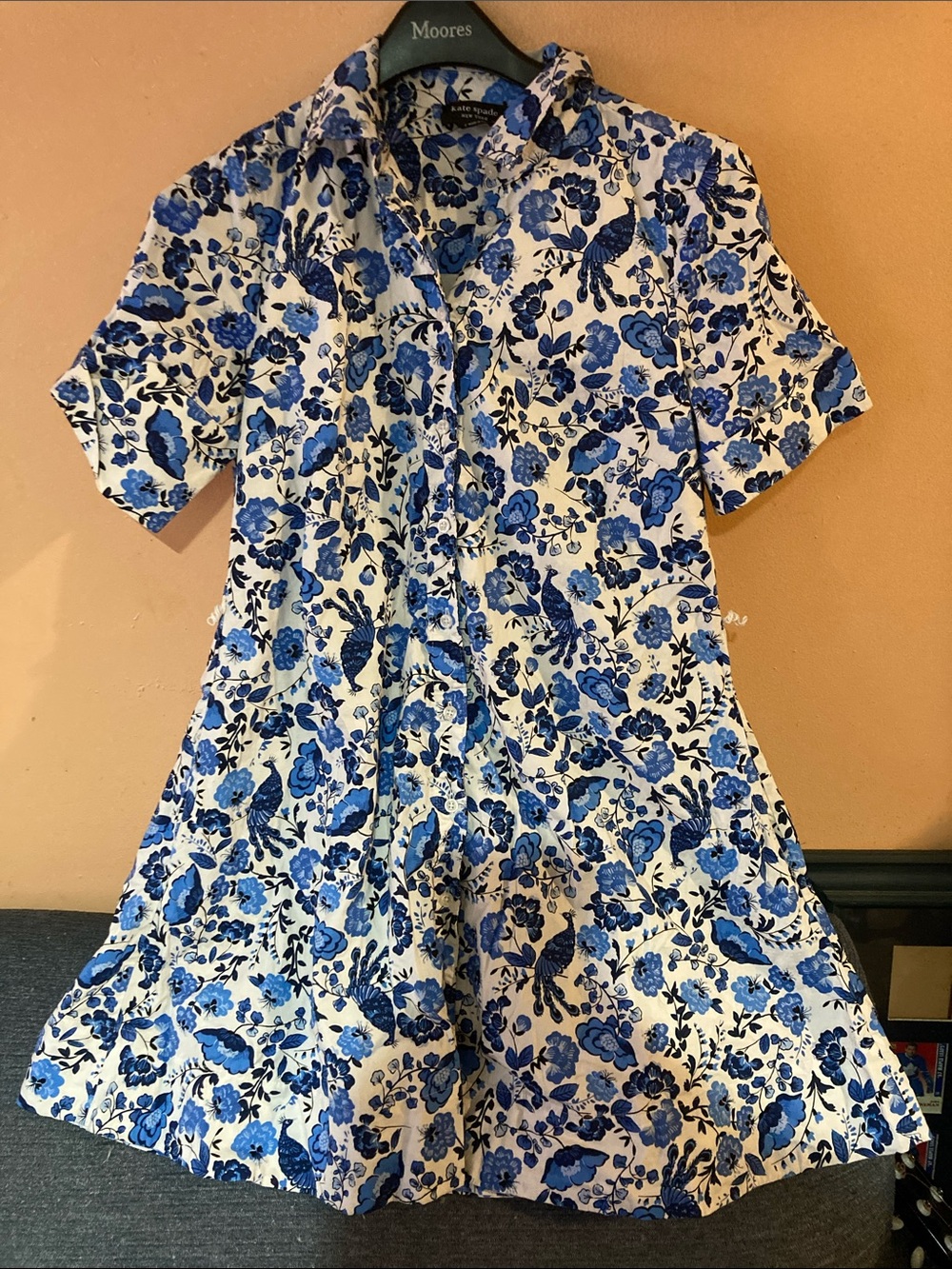 kate spade Blue and White Floral Button-Front womens Dress